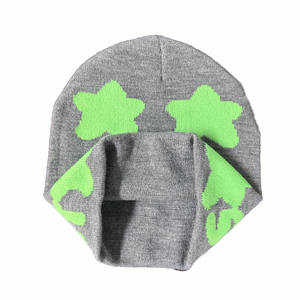 Özel Cuffless bere örme hem yan kasketleri nakış jakarlı Logo erkekler bere şapka örme özel izle kap - Product Image 6