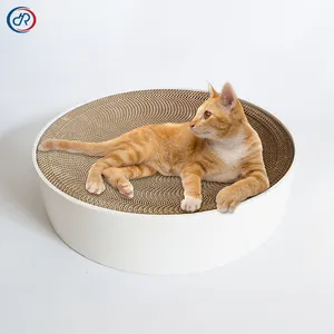 Source factory wholesale modern circle cardboard round cat scratcher