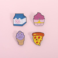 Dessin animé drôle Dessert Style broche crème glacée gâteau broche créatif lait Pizza métal Badge émail épinglette décoration