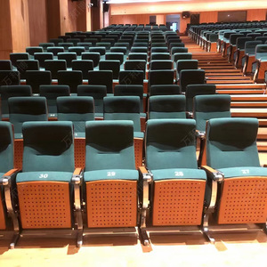 Sillas de teatro Manwa Expo HB623 de haya verde con asientos escalonados y pasamanos para auditorio escolar - Product Image 5