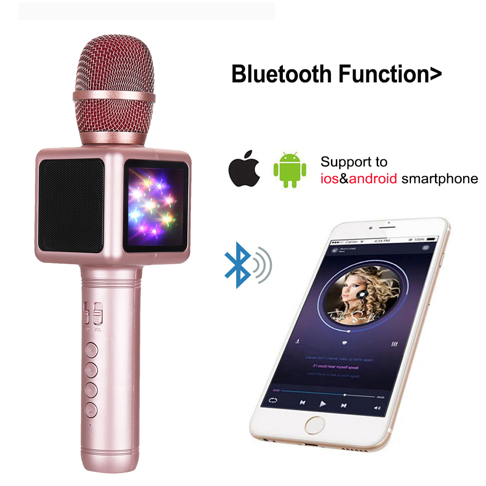 GAM-E101 Bluetooth sans fil karaoké micro avec fonction changeur de voix et lumière led colorée