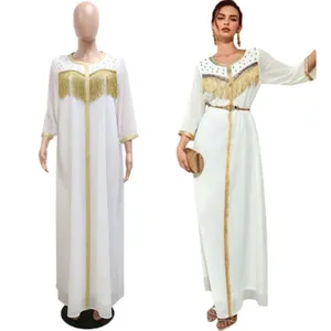 New Fashion Dubai Tassel Women Muslim Abaya Long Maxi Dress Moroccan Islamic Kaftan Jilbab