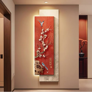 Nouveau Style chinois hall <span class=keywords><strong>d</strong></span>'entrée Art <span class=keywords><strong>d</strong></span>écor à la maison <span class=keywords><strong>peintures</strong></span> <span class=keywords><strong>fleurs</strong></span> <span class=keywords><strong>et</strong></span> <span class=keywords><strong>oiseaux</strong></span> couloir fond mur brillant LED <span class=keywords><strong>peintures</strong></span> - Product Image 1