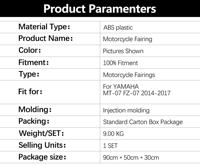 Pour YAMAHA MT-07 FZ-07 2014-2017 MT07 FZ07 MT FZ 07 Kit de carénage de moto en ABS injecté personnalisé Y0712-107a
