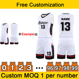 Camiseta de baloncesto con patrón y números de logotipo personalizado para hombres, equipo de competición para niños, conjunto de uniforme de baloncesto de gran tamaño transpirable - Product Image 3