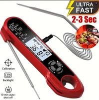 Termometer bbq daging digital lipat 2 dalam 1, gadget dapur populer rumah tangga dapur digital memasak tahan air