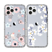 Coque de téléphone transparente en TPU antichoc avec impression de fleurs roses 3D pour iPhone 13 Pro Max 8plus 15pro 17 AIR