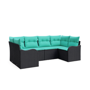 Black Poly Rattan Garden <b>Sofa</b> <b>Set</b> With Cushions Outdoor Furniture Contemporary Design - Product Image 1