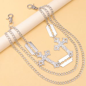 <b>Cross</b> Waist <b>Chain</b> Zinc Alloy Hip Hop Unisex Fashion Body <b>Chain</b> Daily Wear White K - Product Image 4