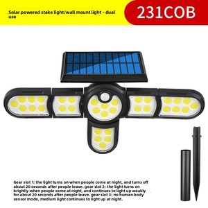 Lampe murale LED solaire <span class=keywords><strong>de</strong></span> style européen, étanche IP65, à détection <span class=keywords><strong>de</strong></span> mouvement, à brancher au sol, pour jardin extérieur, lumière du <span class=keywords><strong>jour</strong></span> 5000K - Product Image 4