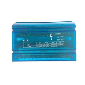 Bloque de Terminales Equipotenciales de 15 Orificios X 4 EN 60947 125A 40C 4x15 - Product Image 1
