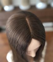 Topper en cheveux humains européens avec dentelle et mono, ligne de cheveux naturelle, cuticules alignées