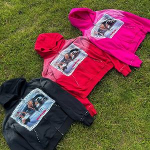 Sudadera con Capucha Personalizada con Logotipo, 400 g/m², 100% Algodón, Tejido de Punto, Impresión Serigráfica, Transpirable, Forrada, Lavada al Ácido, con Cierre y Pedrería para Hombre - Product Image 5