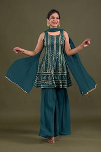 Direct Factory Supply Full-Stitched Sharara <b>Kurti</b> with Dupatta for Causal and Party Wear From India - Product Image 3