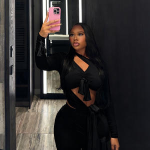 G01797C Sexy Bandage Patchwork Damen 2-teiliges Set Outfit Einfarbig Ausgeschnittenes Bodycon Crop Top + Hose Damen Streetwear Neu - Product Image 5