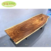 Table de salle à manger en bois sur mesure pour Restaurant, bord en noyer avec pieds en métal