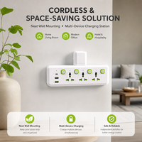 Kabel Ekstensi Stop Kontak Universal 3 Lubang dengan 2 Port USB Tipe C, Distributor Daya Cerdas untuk Belajar, Colokan Kustom