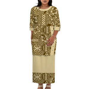 <span class=keywords><strong>Abbigliamento</strong></span> tribale Samoan Puletasi polinesiano <span class=keywords><strong>stampa</strong></span> da donna abito in poliestere lungo fino al pavimento in stile isolano - Product Image 6