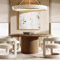 Ensemble de table et chaises rondes en bois massif de luxe moderne pour salles à manger, restaurants, bars et cuisines (ajustable)