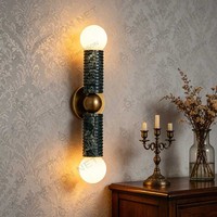 Applique murale moderne en marbre avec double globe en verre, luminaire mural de luxe en pierre pour chambre, couloir, hôtel