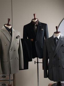 <span class=keywords><strong>Costume</strong></span> d'affaires deux pièces pour <span class=keywords><strong>homme</strong></span>, col en V, tissu TR, fermeture éclair, boutonnière, devant plat, gilets - Product Image 6