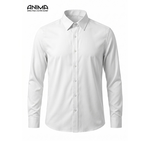 Chemise habillée unie pour homme, élégante et décontractée, à simple boutonnage, anti-boulochage, en tissu sergé texturé, idéale pour le bureau et les affaires - Product Image 1