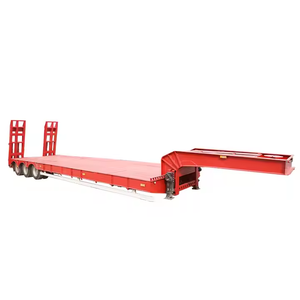 Semirremolque de cama baja de acero de 3 ejes de 60 toneladas Remolque de camión cargador Lowboy de 3 ejes a la venta - Product Image 5
