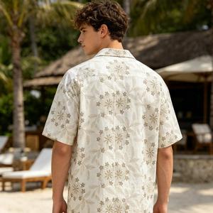 Camisa de punto para hombre, estilo europeo, muy vendida, bordada, fabricada por un fabricante de camisas para hombre, informal, de algodón, vintage, con estampado floral. - Product Image 3