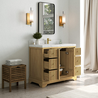 Modèle moderne 42 pouces. W X 22 In. Meuble-lavabo autoportant en teck massif naturel, durable et facile à nettoyer, avec 6 tiroirs, pour salle de bain
