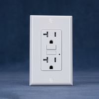 Tomacorriente GFCI de 20A, 2 Tomas de Corriente Alterna, Estándar Estadounidense, 125 Voltios, Receptáculo Dúplex, Conector Eléctrico con Tomacorriente Decorativo de Pared
