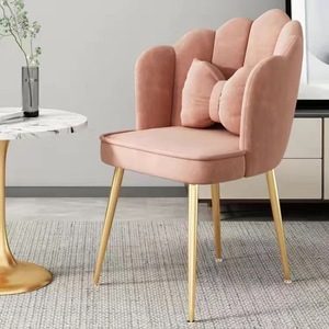 Semplice rosa flanella trucco petalo sedia per camera da letto Internet celebrità schienale toletta unghie mobili per la casa - Product Image 5