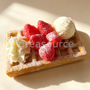 Modèle de dessert rectangulaire simulé, gaufre, fraise artificielle, crème fouettée, crème glacée, accessoire de présentation, décoration de vitrine de boulangerie, pour photos culinaires - Product Image 4