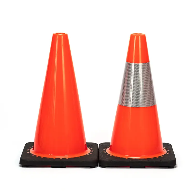 Benc Enhanced Durability Street Works Highway Safety and Parking Areas 18" Traffic Cones with Twin Reflective Collars