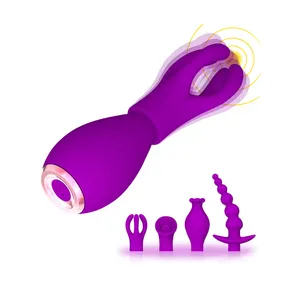 Gratis kotak kustom-Vibrator silikon 4 buah/set mainan seks untuk pasangan Anal steker menggoda Anal manik Vibrator penjepit puting