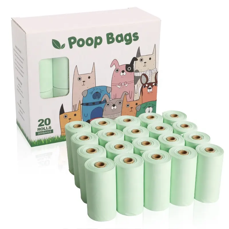 100% biodegradable निजी लेबल पालतू पशु उत्पादों गोली चलाने की आवाज़ कुत्ते बैग अपशिष्ट खाद कुत्ता अपशिष्ट बैग