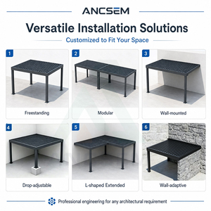 <span class=keywords><strong>Pergola</strong></span> <span class=keywords><strong>bioclimatique</strong></span> en aluminium ANCSEM, toit à lamelles réglables, imperméable, structure d'ombrage pour jardin et terrasse extérieure, fabrication sur mesure - Product Image 3