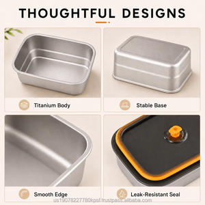 Recipiente de Almacenamiento de Alimentos de Titanio con Tapa Hermética Rectangular, Diseño Minimalista para Viajes, Mantiene la Frescura, Superventas - Product Image 2