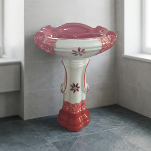 Exquisite Modern Square Solid Surface Pedestal Wash Basin for Hotel Bathroom and Mall Use - Product Image 1