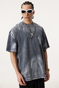 Yingling 2025 hommes étiquette personnalisée impression soleil fané Batik lavé surdimensionné <span class=keywords><strong>t</strong></span>-<span class=keywords><strong>shirt</strong></span> 270g pierre lavé <span class=keywords><strong>peinture</strong></span> coton Baggy Long <span class=keywords><strong>T</strong></span> - Product Image 3