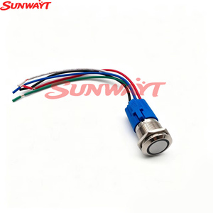 Interrupteur à bouton-poussoir réinitialisable en métal à tête plate, étanche, 22 mm, éclairé par LED, 12-24V, 1NO, avec connecteur de câble - Product Image 6
