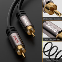 Cable de Audio Estéreo 2RCA Macho a 2RCA Macho, Chapado en Oro de 24K, PVC, Calidad de Sonido Premium, Conector Izquierdo/Derecho para Amplificador y Altavoces de Auto