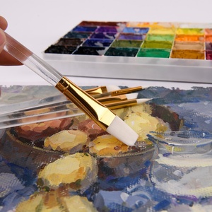 Transparent High Quality Artist Paint Brushes Set for Acrylic Oil Watercolor Fan Brush with Plastic Handle - Product Image 3