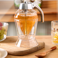 Distributeur de miel en verre de luxe moderne avec support, anti-goutte, compatible lave-vaisselle, grande capacité, multifonctionnel pour la cuisine