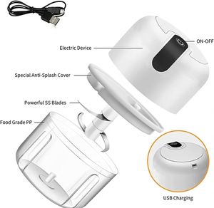 250ml Electric Garlic Crusher & <b>Vegetable</b> <b>Chopper</b> USB-Powered Wireless Portable Handheld Kitchen Tool with Plastic Construction - Product Image 2