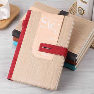 A5 di legno termo DELL'UNITÀ di elaborazione copertina rigida in pelle <span class=keywords><strong>notepad</strong></span> ufficiale notebook con la penna loop e fibbia - Product Image 3