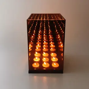 लक्जरी इन्फिनिटी ग्लास tealight मोमबत्ती धारक के साथ 9 घन