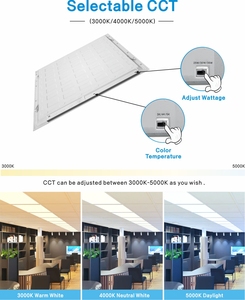 Luminaria <span class=keywords><strong>LED</strong></span> Cuadrada Moderna con Retroiluminación, CCT y Potencia Seleccionables, 1x4 2x4, Luz de Techo Empotrada, IP44, Panel Plano - Product Image 2