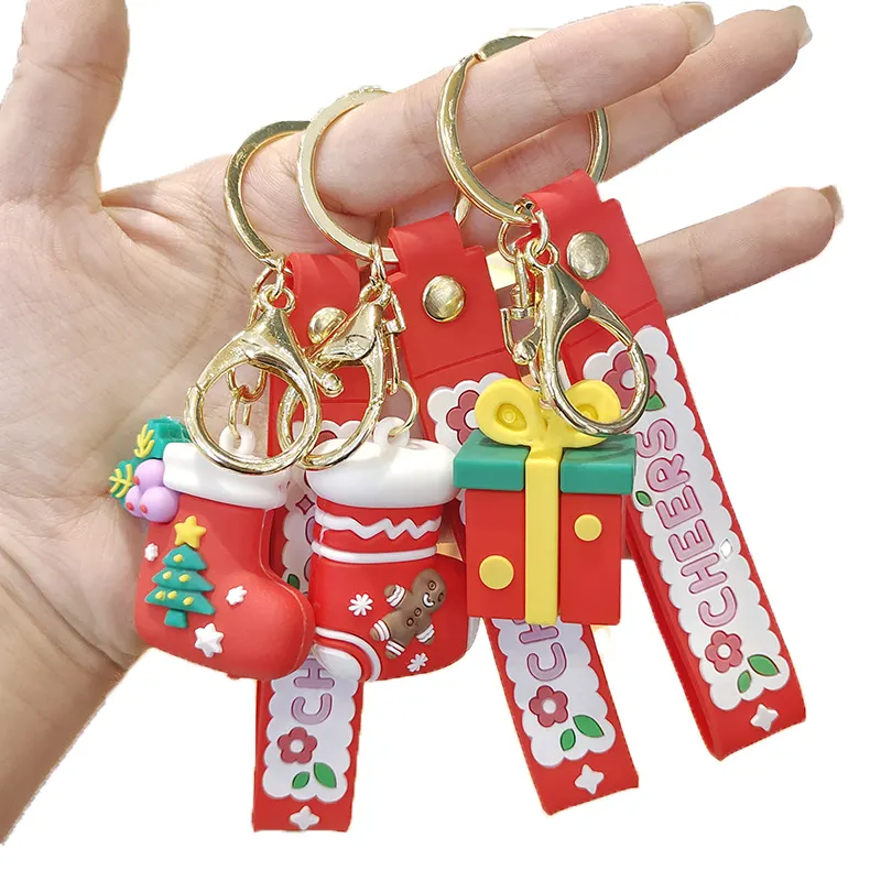 크리스마스 선물 공예 유형 열쇠 고리 열쇠 고리 소프트 Pvc 고무 3D 플라스틱 아연 합금 맞춤형 내구성 빛 열쇠 고리 4 색