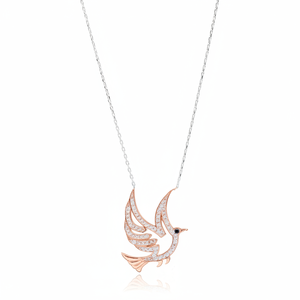Clair Zircon Pierre Forme Oiseau Conception Charme Pendentif Turc À La Main En Gros 925 Bijoux En Argent Sterling - Product Image 2