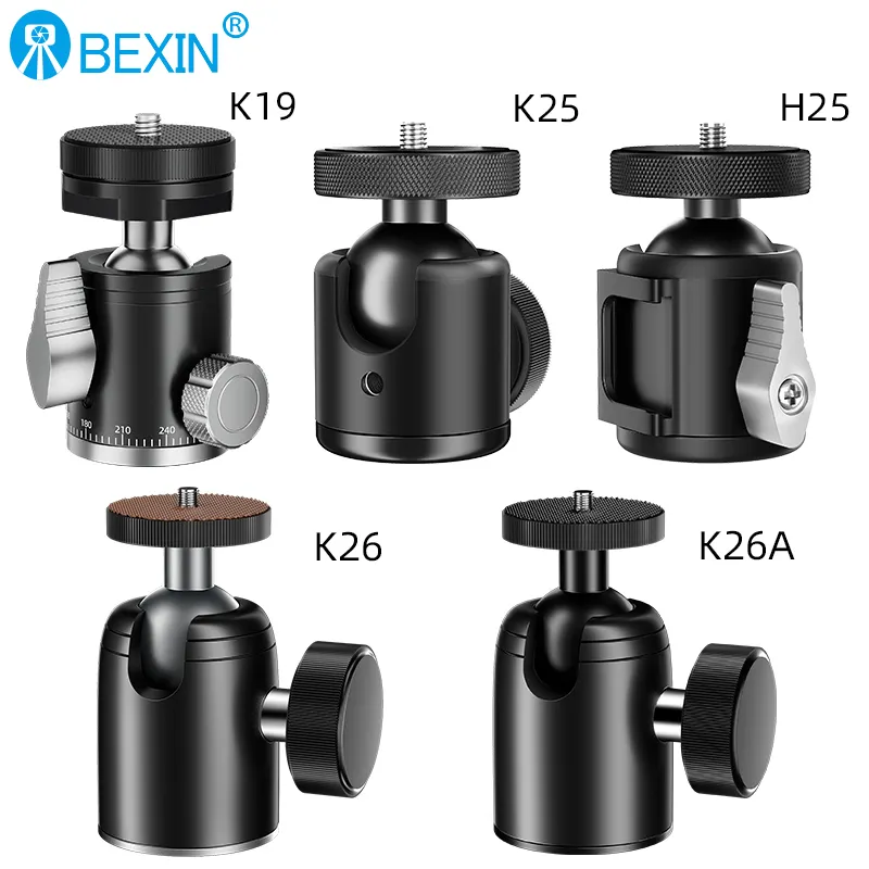 BEXIN Adaptor Tripod Putar 360 Derajat, Kepala Kamera Bola Mini untuk Tripod Monopod Dslr Flash Lampu Cincin Led Kamera DV Ponsel